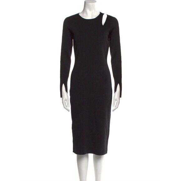 NWOT House of Harlow 1960 Black Double-Knit Midi Sheath Dress (L) Cut-Out - Picture 1 of 12